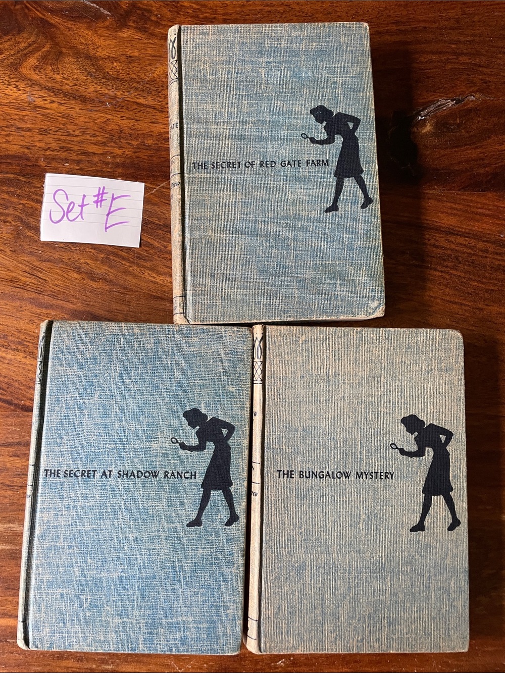 3 Vintage Nancy Drew Hardcover Books Carolyn Keene Tweed Blue Covers (Set #E)